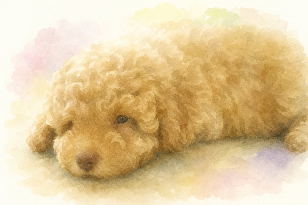 水彩風で描いたトイプードルのイラスト