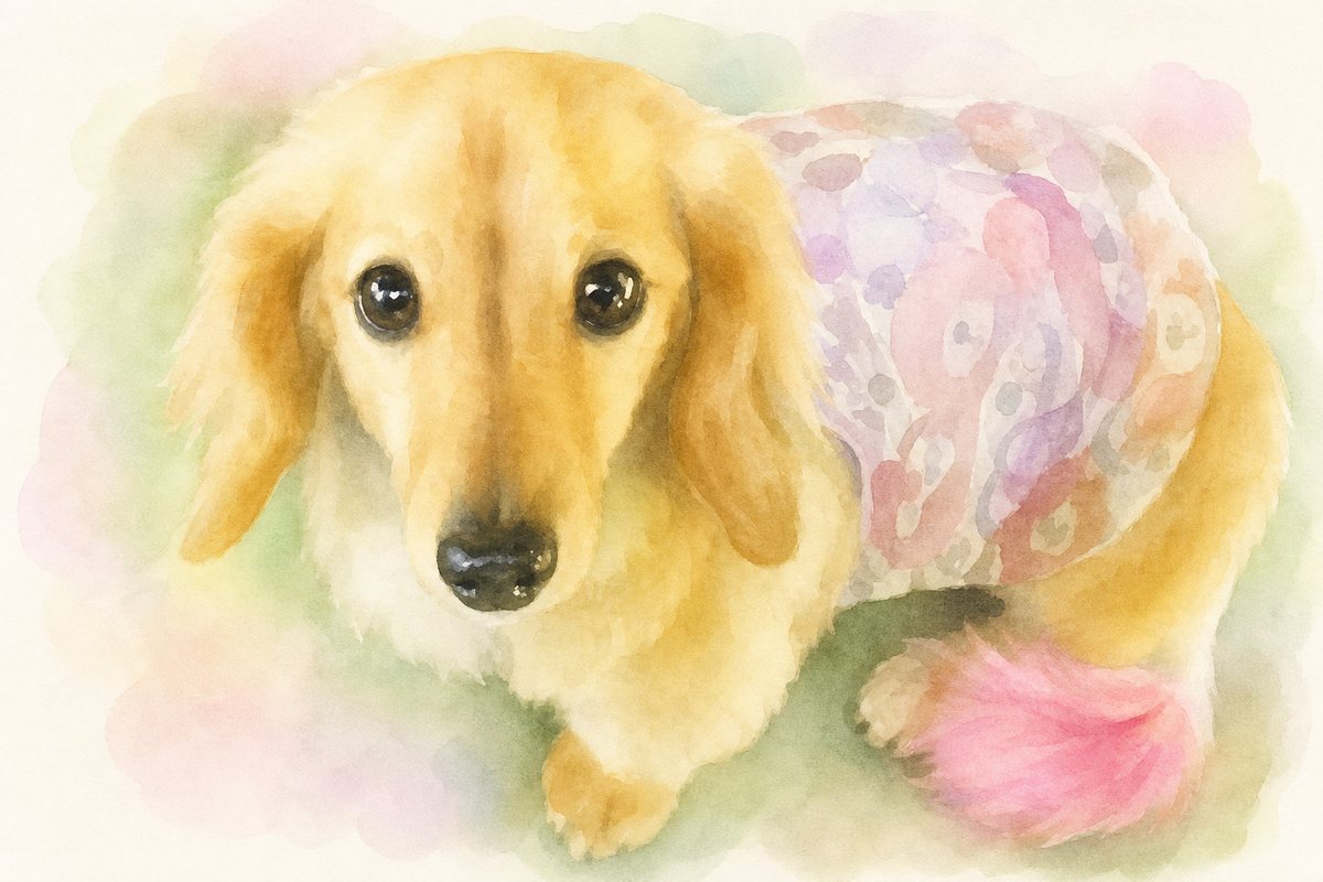 水彩風で描いたミニチュアダックスフンドのイラスト