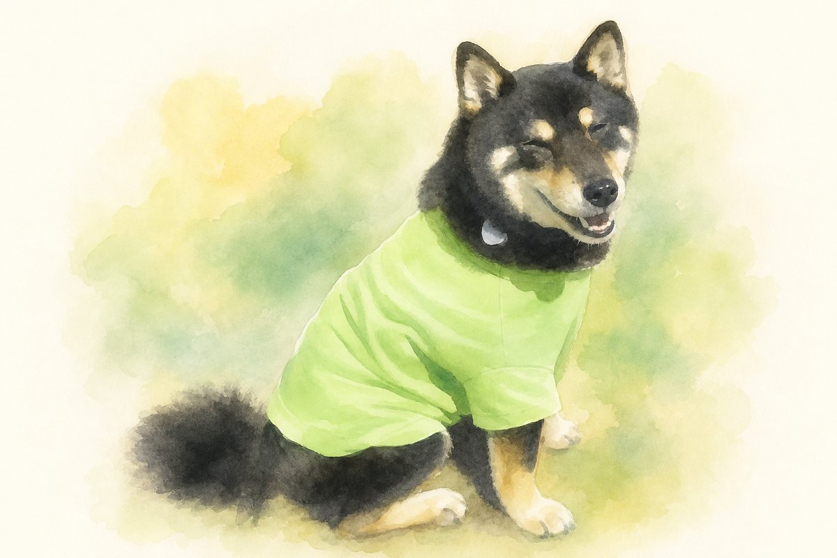 水彩風で描いた柴犬のイラスト