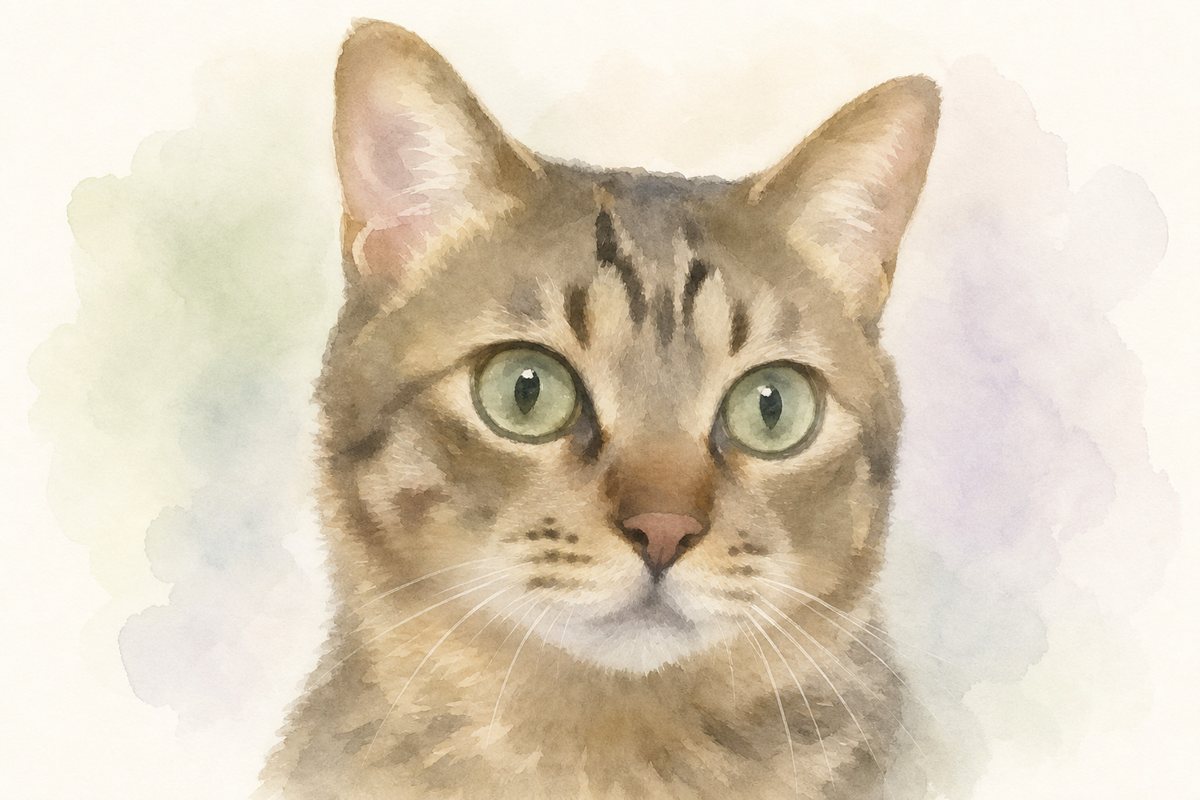 水彩風で描いた猫のイラスト