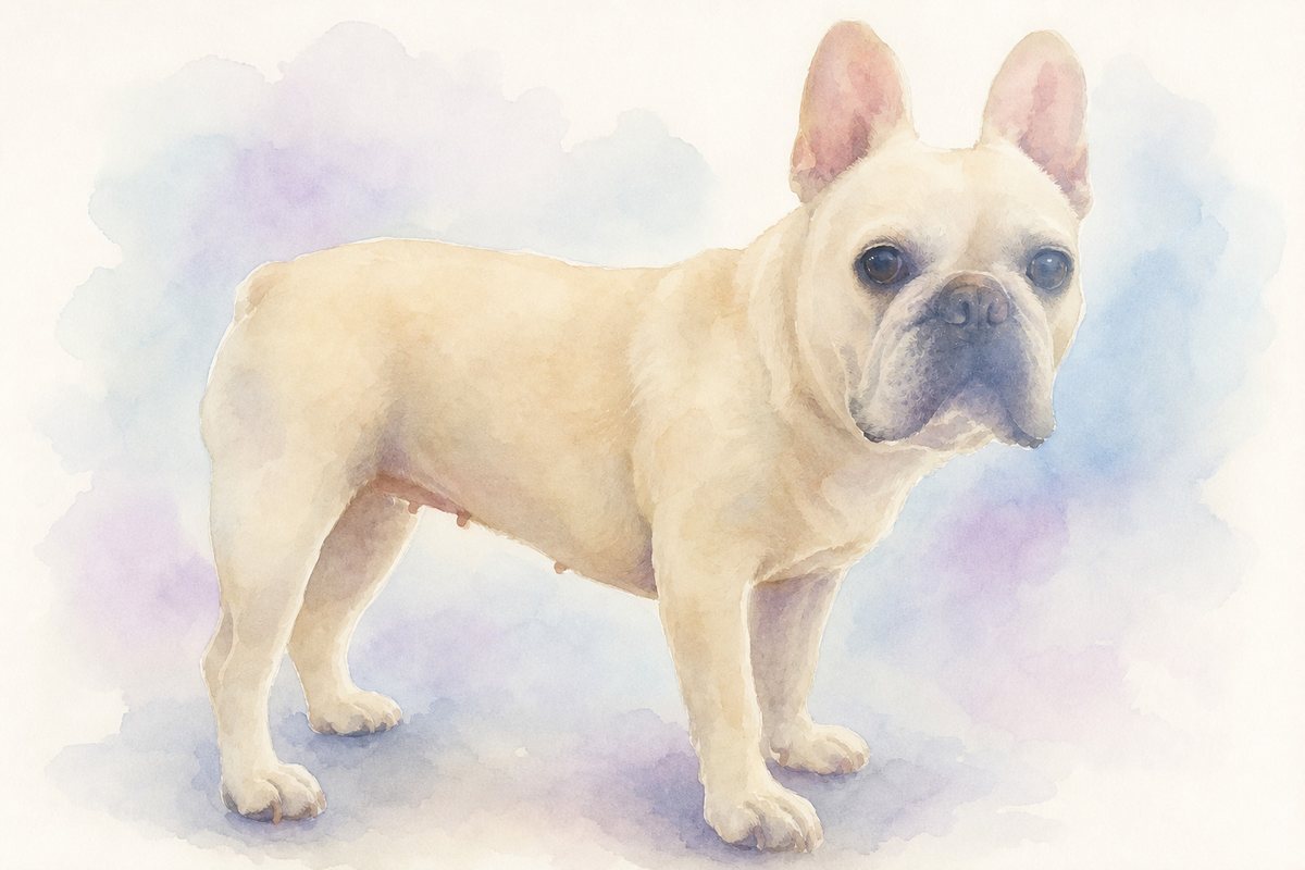 水彩風で描いたフレンチブルドッグのイラスト