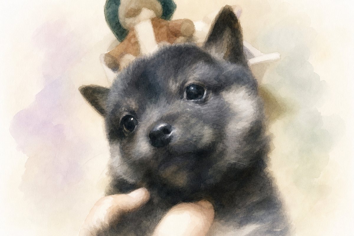 水彩風で描いた柴犬のイラスト