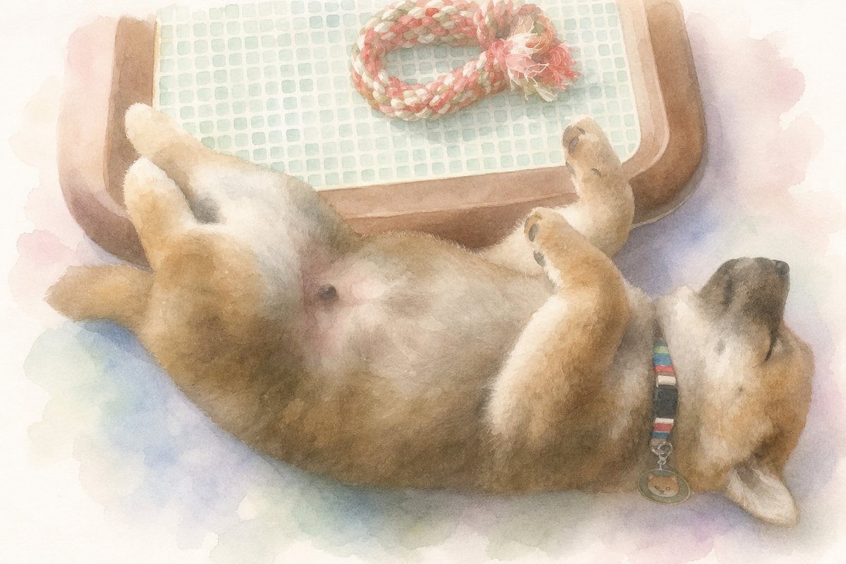 水彩風で描いた柴犬のイラスト