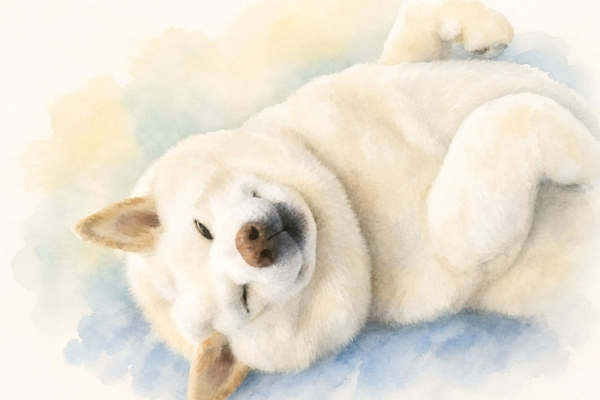 水彩風で描いた柴犬のイラスト