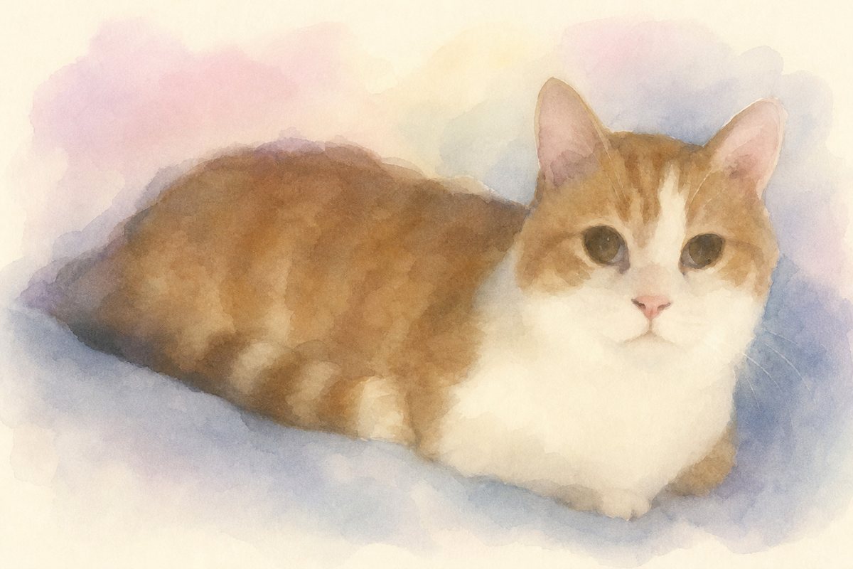 水彩風で描いた猫のイラスト