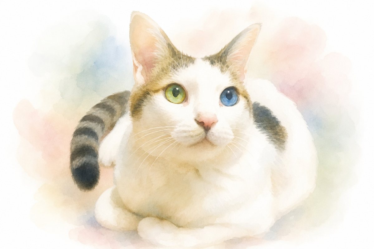 水彩風で描いた猫のイラスト