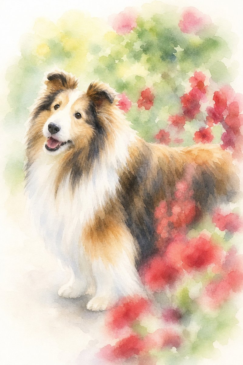 シェルティのイラスト作例
