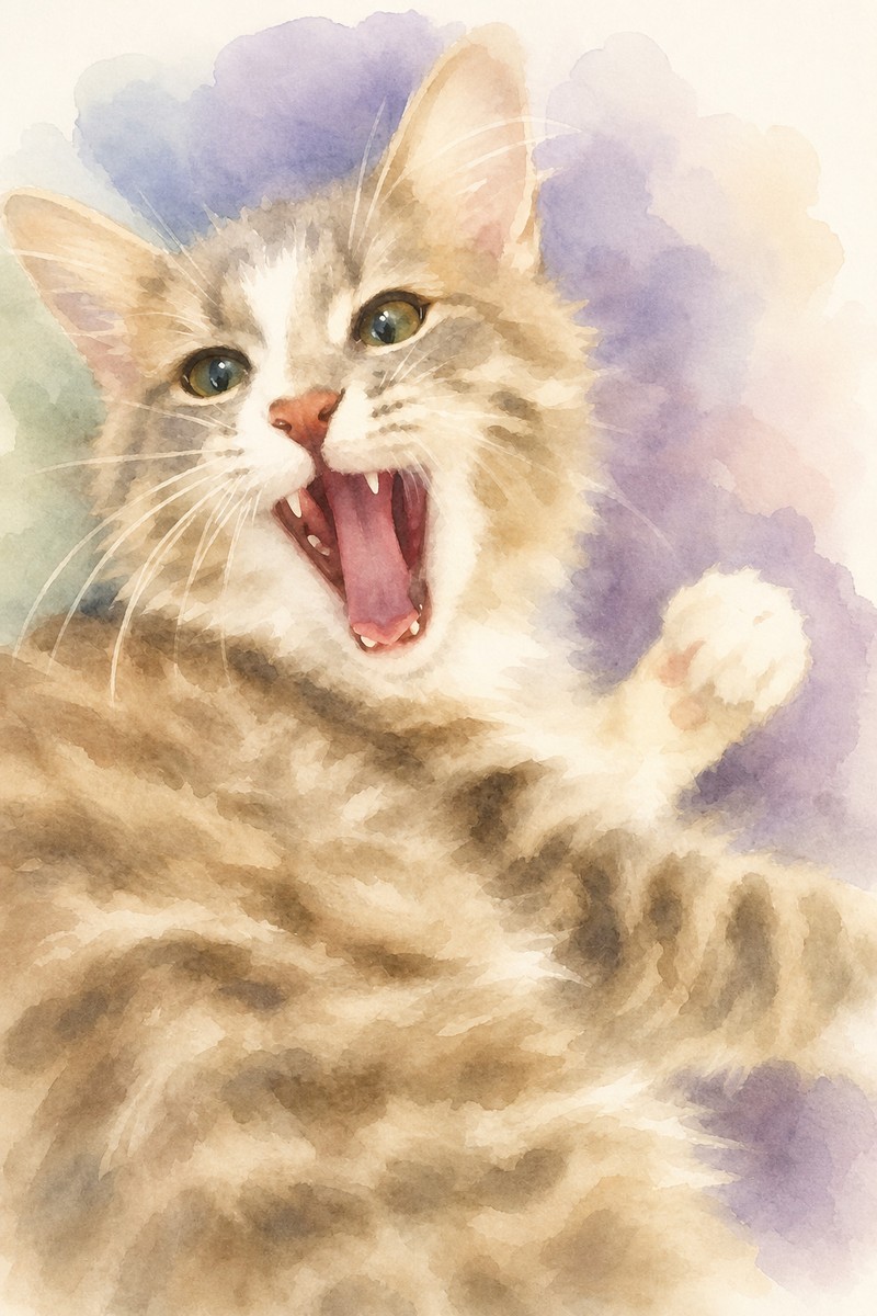 猫の水彩風イラスト作例2