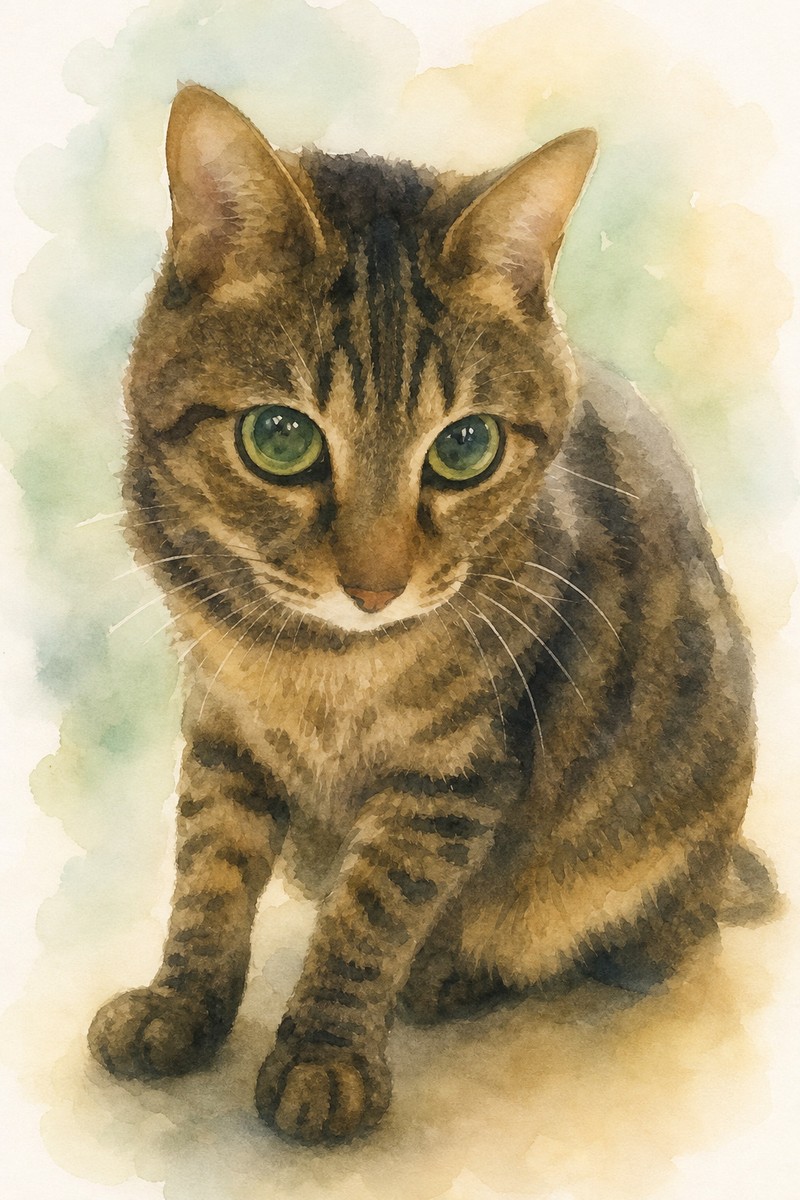猫の水彩風イラスト作例6