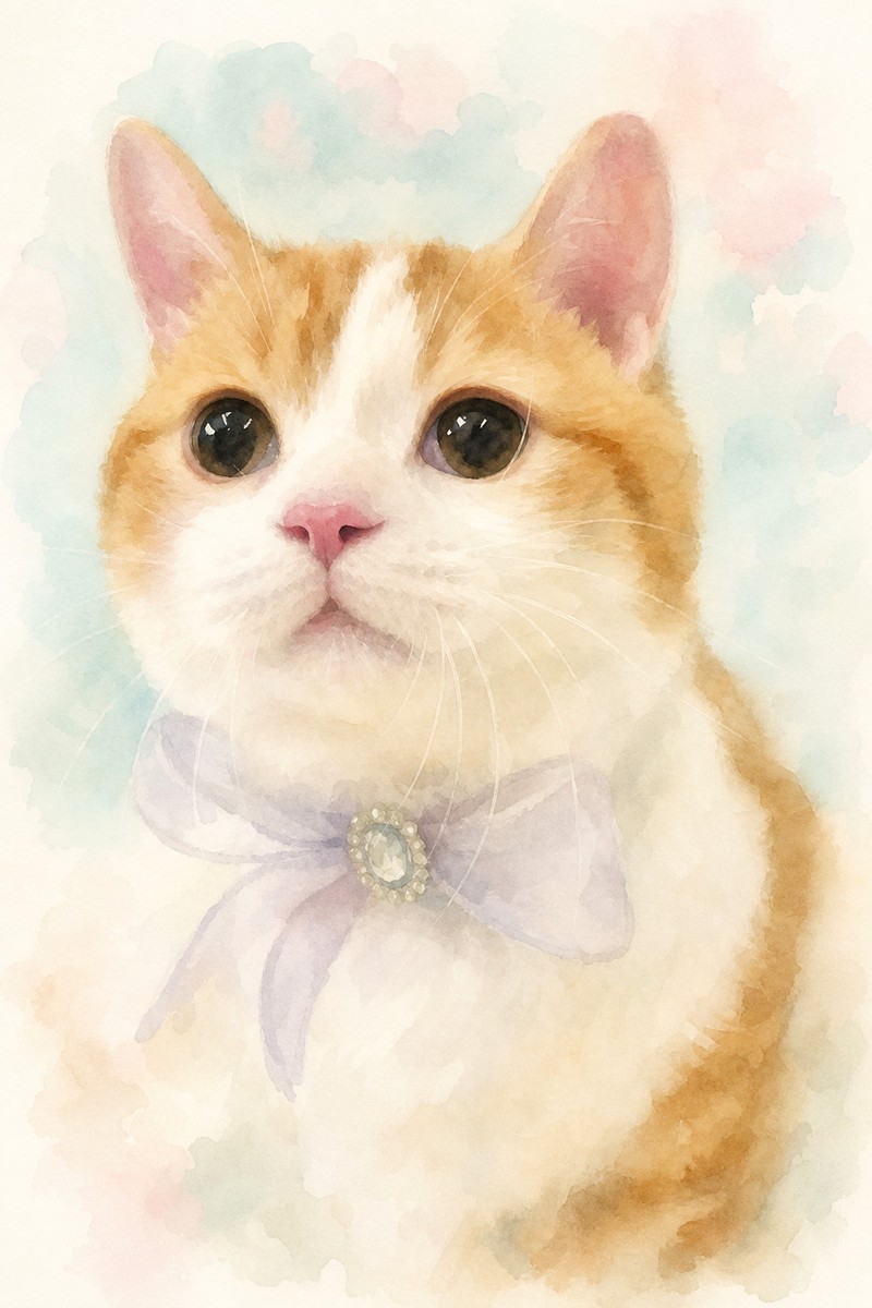 猫の水彩風イラスト作例7