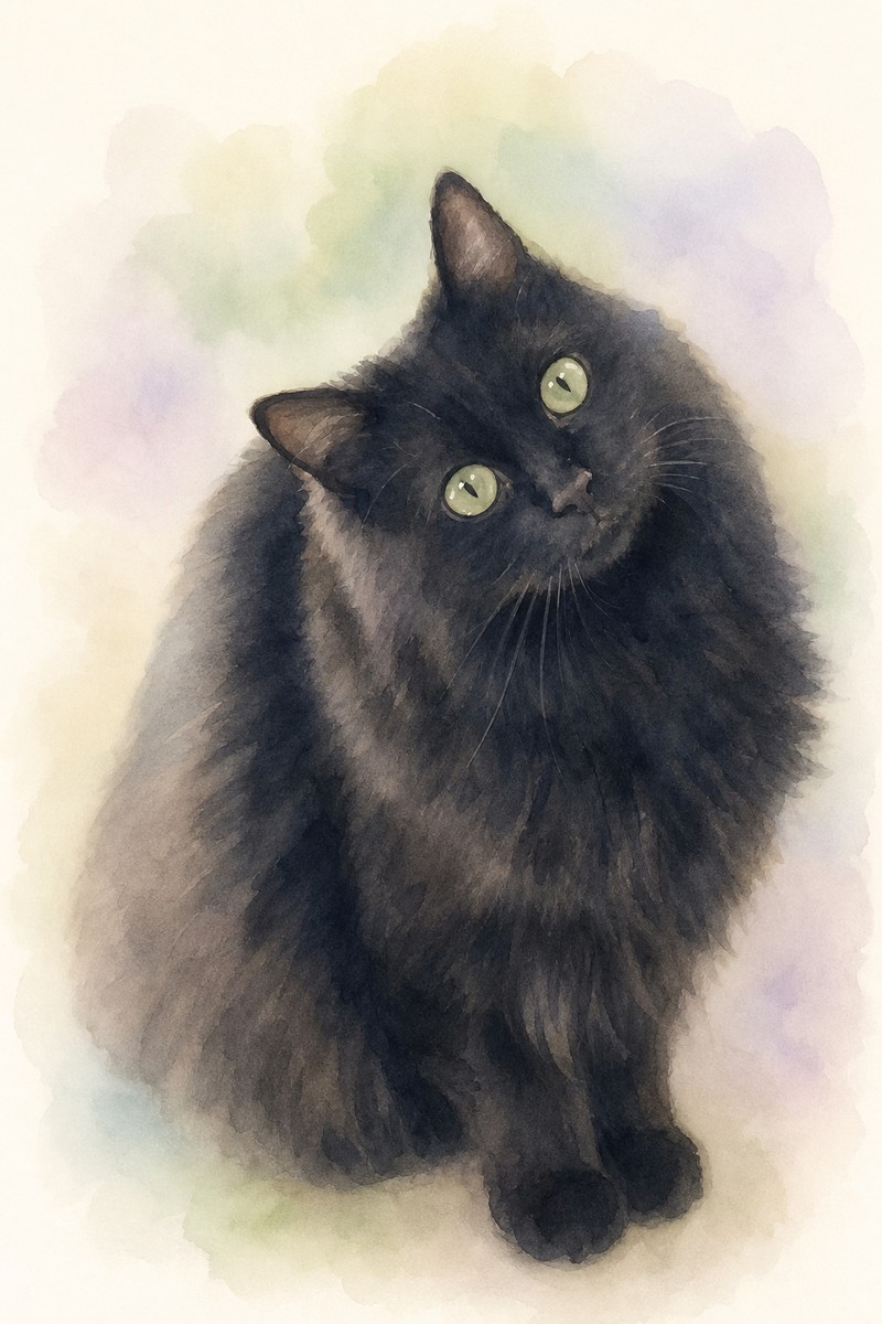 猫の水彩風イラスト作例8