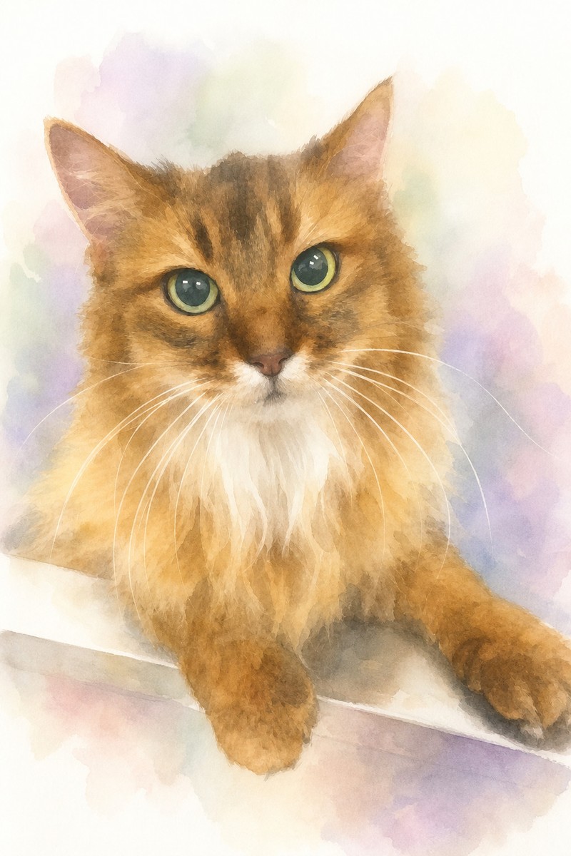 猫の水彩風イラスト作例9