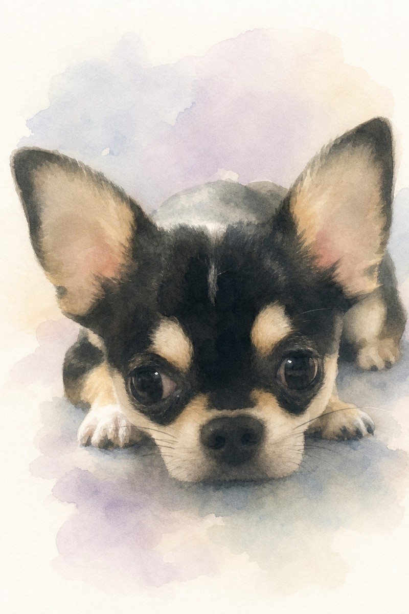 チワワの水彩風イラスト作例8