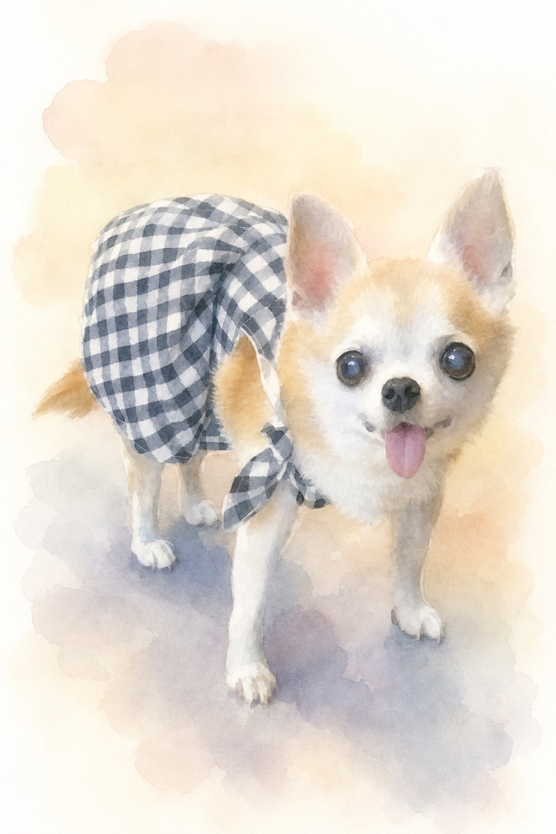 チワワの水彩風イラスト作例9