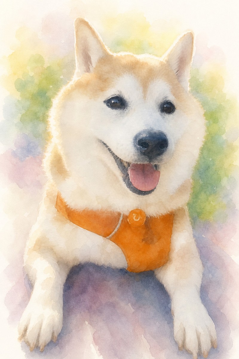 柴犬の水彩風イラスト作例4