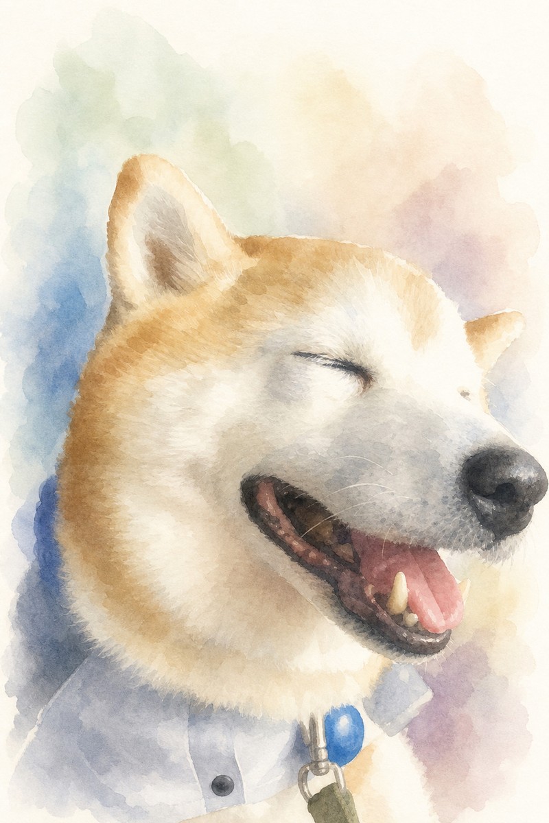 柴犬の水彩風イラスト作例8