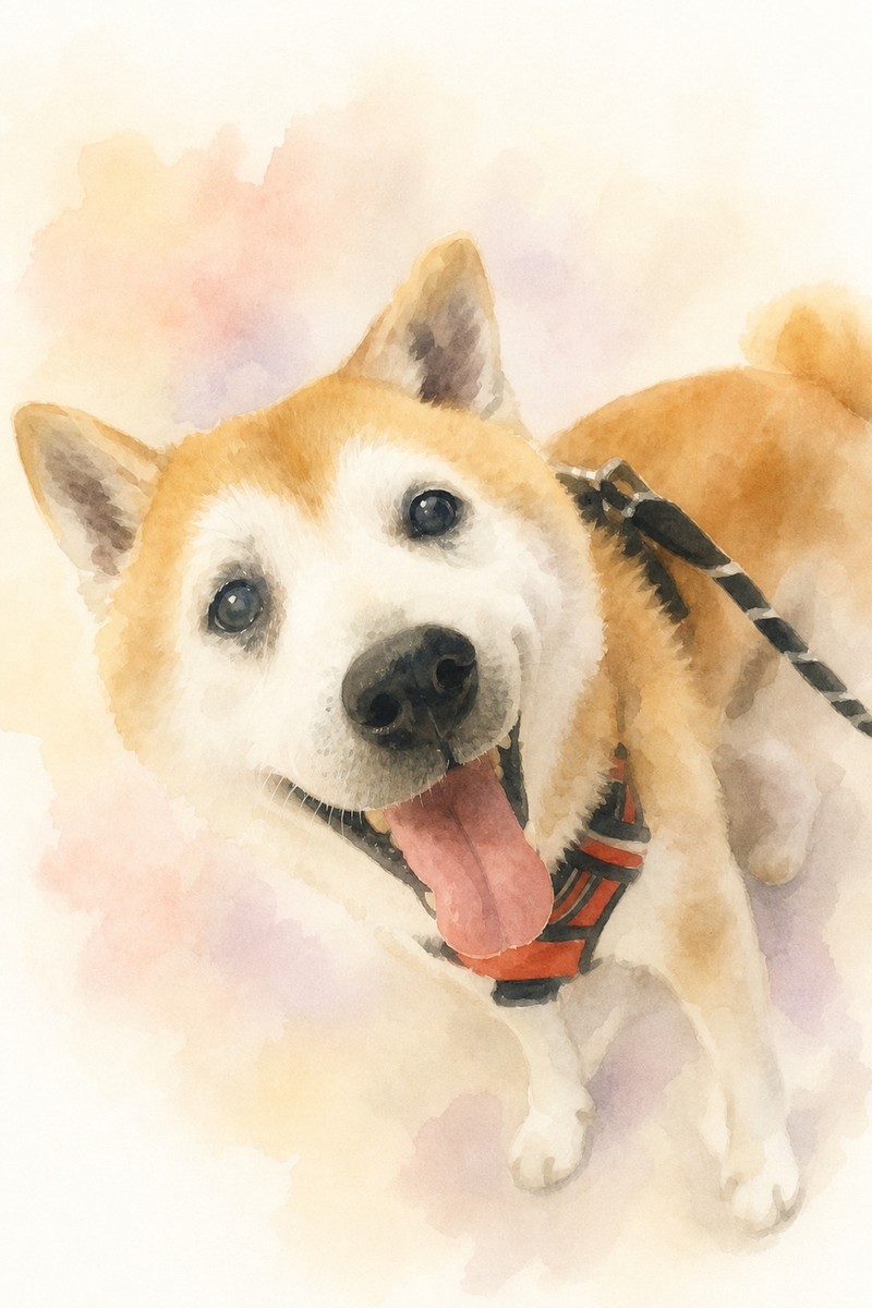 柴犬の水彩風イラスト作例10