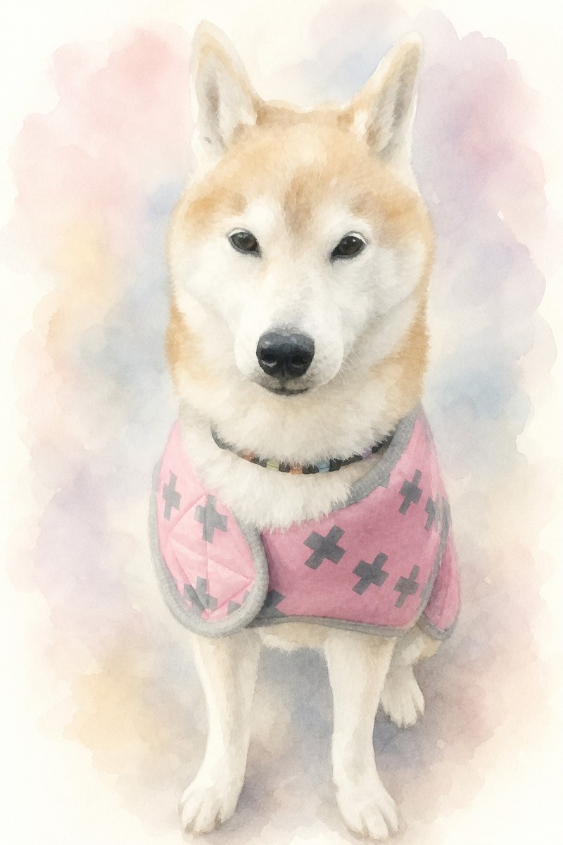 柴犬の水彩風イラスト作例11