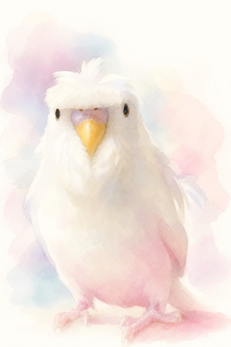小鳥・小動物の水彩風イラスト作例1